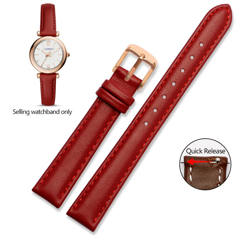 Genuine Leather Watchband for Casio Citizen Fossil Plain Watch Strap Folli Ladies Bracelet Blue Pink Brown 14mm 16mm 18mm 20mm