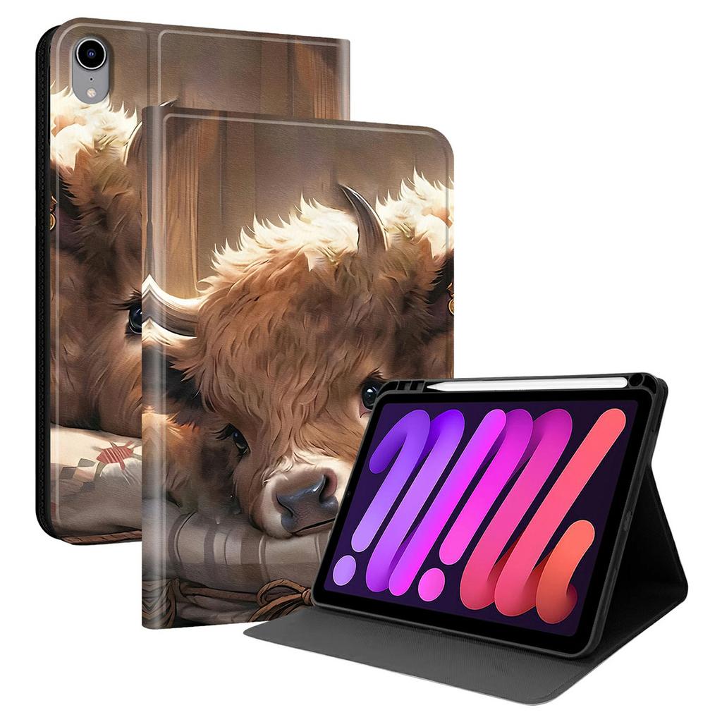 For iPad mini (2024) PU Leather Case Pattern Print Tablet Cover Stand with Pen Slot (Stylus Not Included)