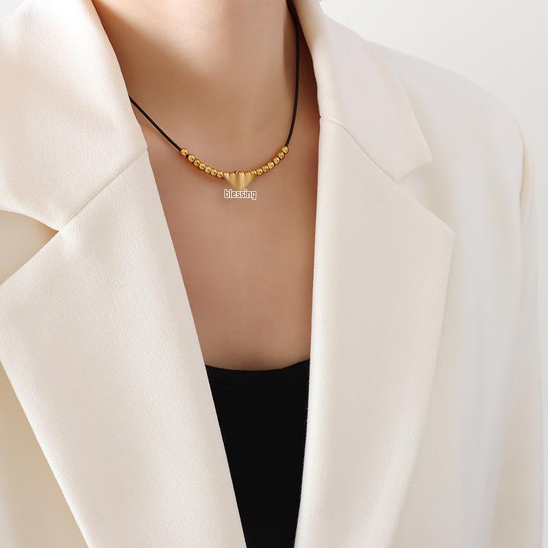 Hong Kong Style Fu Character Pendant Necklace with Leather Cord