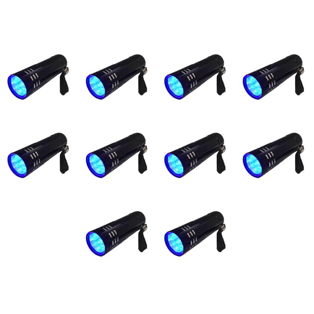 5/10Pcs 9LED Ultra Violet Torch Aluminum Mini 4.5V Banknote Detection Lamp Waterproof Battery Powered Lighting Tool for Outdoor