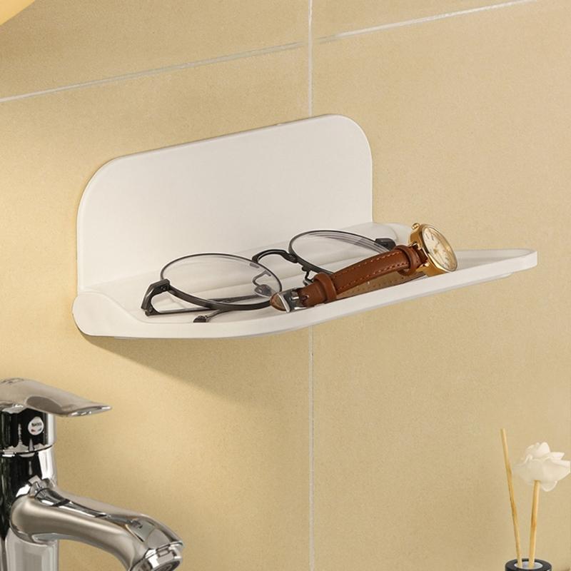 Foldable Plastic Shelf Stick on Wall for Kitchen Bathroom Many Place Extra Storage Needed Wall Mounted Bedside Shelves
