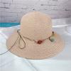 Scenic new bell wooden bead sun hat tourist beach basin hat face covering sun protection hat female straw hat fisherman hat