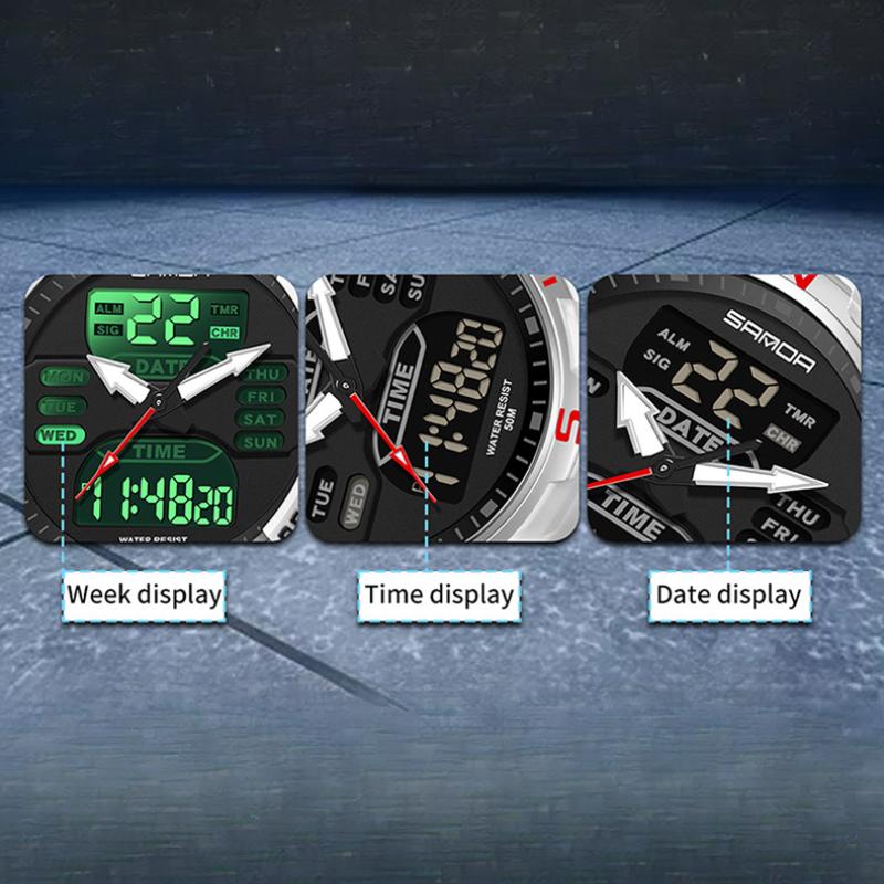Часы SANDA Спортивные уличные Водонепроницаемые Многофункциональные Светящиеся Будильник — фото 7