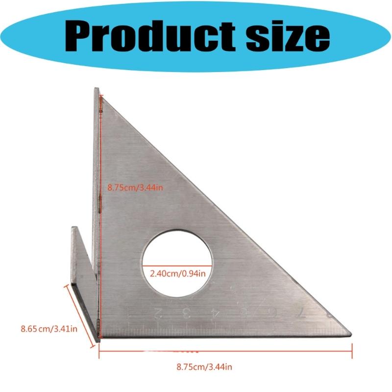 Stainless Steel Miters Triangles Ruler 45°/90° Woodworking Square Protractors 3D Multi Angles Layouts Measuring Tool