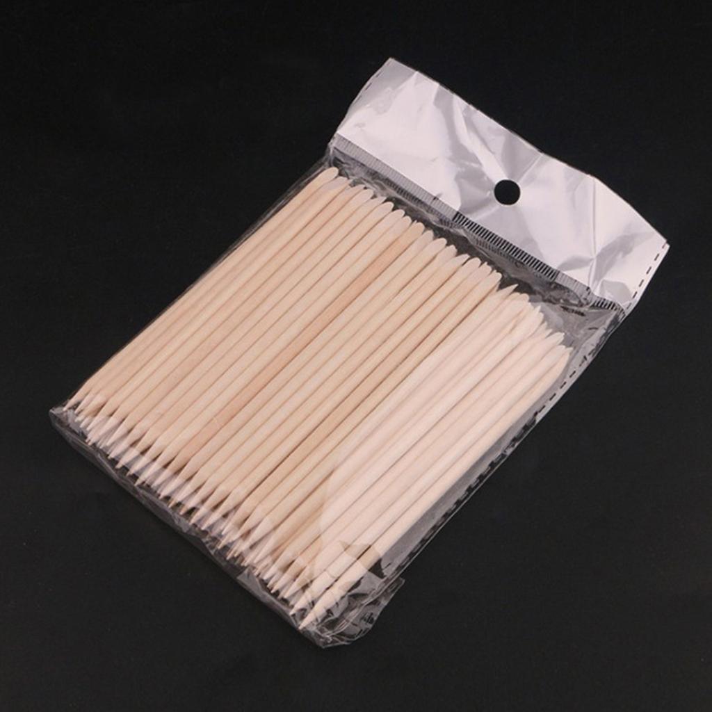 100Pcs Orange Wood Stick Cuticle Pusher Remover Pedicure Manicure Tool