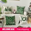 Merry Christmas Tree Motto Green Pillow Cover Cushion Cover Sofa Decoration Pillowcase 50*50 Decor