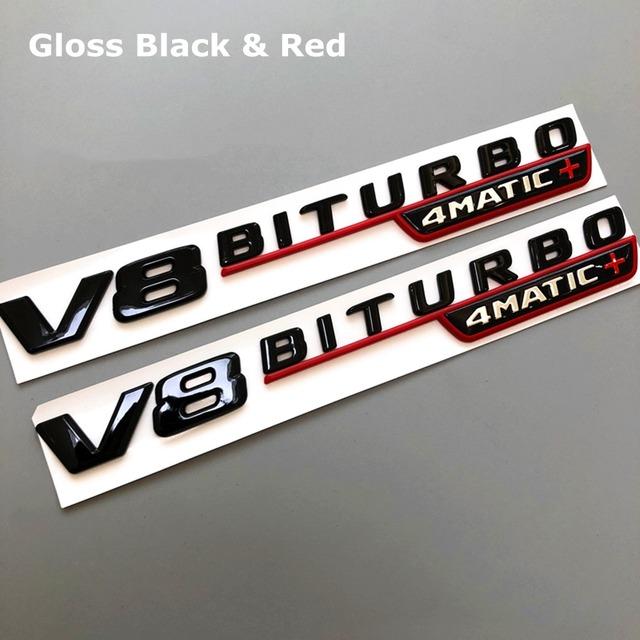 2Pcs Best V8 BITURBO 4MATIC AMG Car Fender Emblem Sticker For Mercedes Benz AMG W117 W205 C63 E63 W212 W176 A45 GLA45
