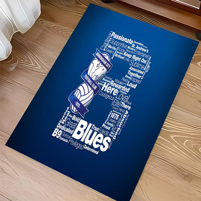 1pc BIRMINGHAM CITY LOGO Print Area Rug - Soft,Washable Non-Slip Indoor Mat for Office Chairs,Living Room,Home Office Decorative Rug