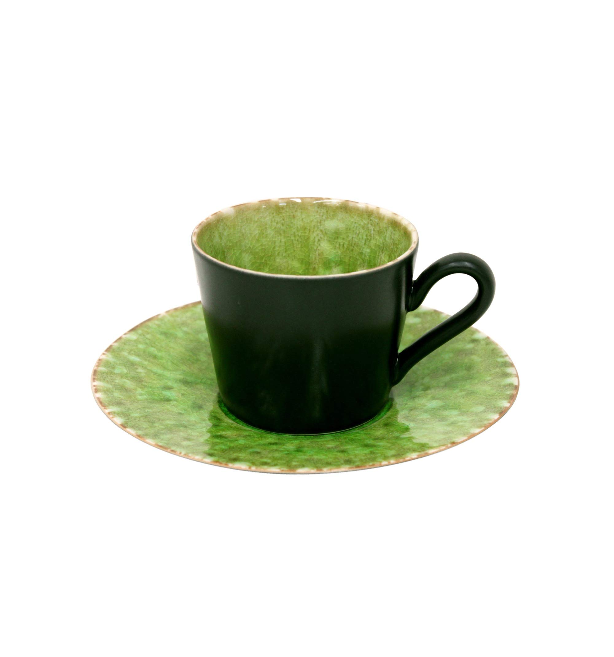 

Officially Imported Costa Nova Tea Cup & Saucer, Riviera Tomate, Green, 190ml, Microwave and Dishwasher Safe, ATCS03TO