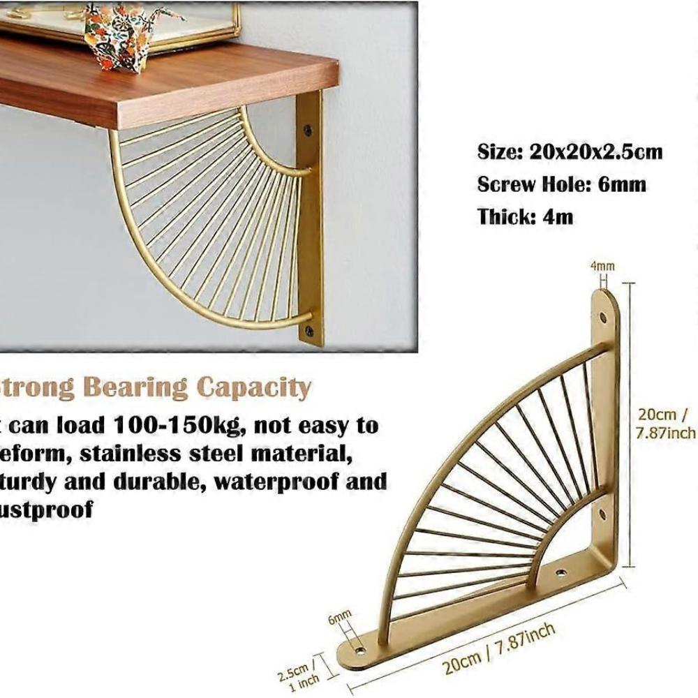 2 darabos fali polctartó konzol 200 mm rozsdamentes acél konzol fali konzol vas fali polc polctartók tartók (Arany)