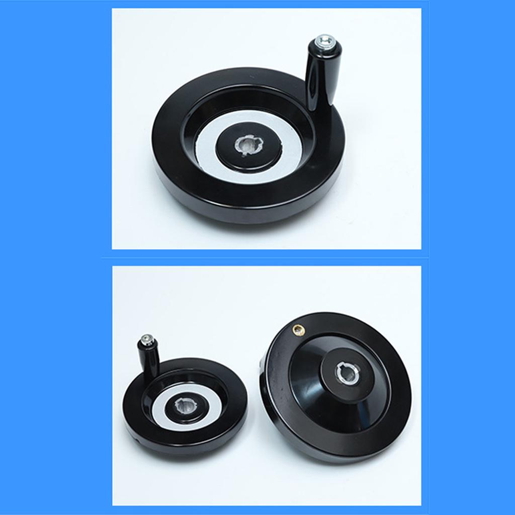 Schwarzes Aluminium Handrad Rückseitig geriffelt Fräsmaschine Drehmaschine 3D-Drucker Speichenhandrad 10x80mm 12x100mm 16x160mm