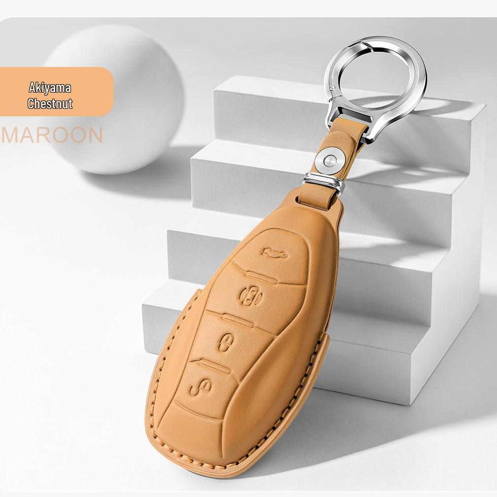 Premium Cowhide Key Cover for Hongqi H5 - Unisex Design, Interior Enhancement