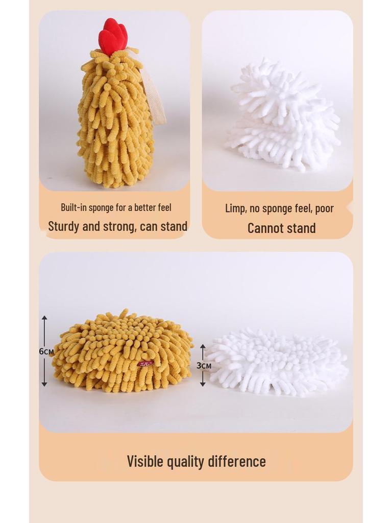 Cartoon Animal Chenille Hanging Hand Towel - Thickened Kids' Hand Towel