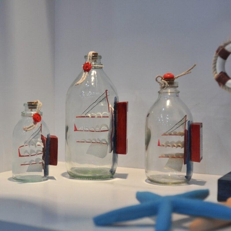 Home Decor Mediterranean Style Mini Ship Boat  A Glass Bottle Of A Mediterranean-Style Sailing Vessel With A Beautiful Meaning