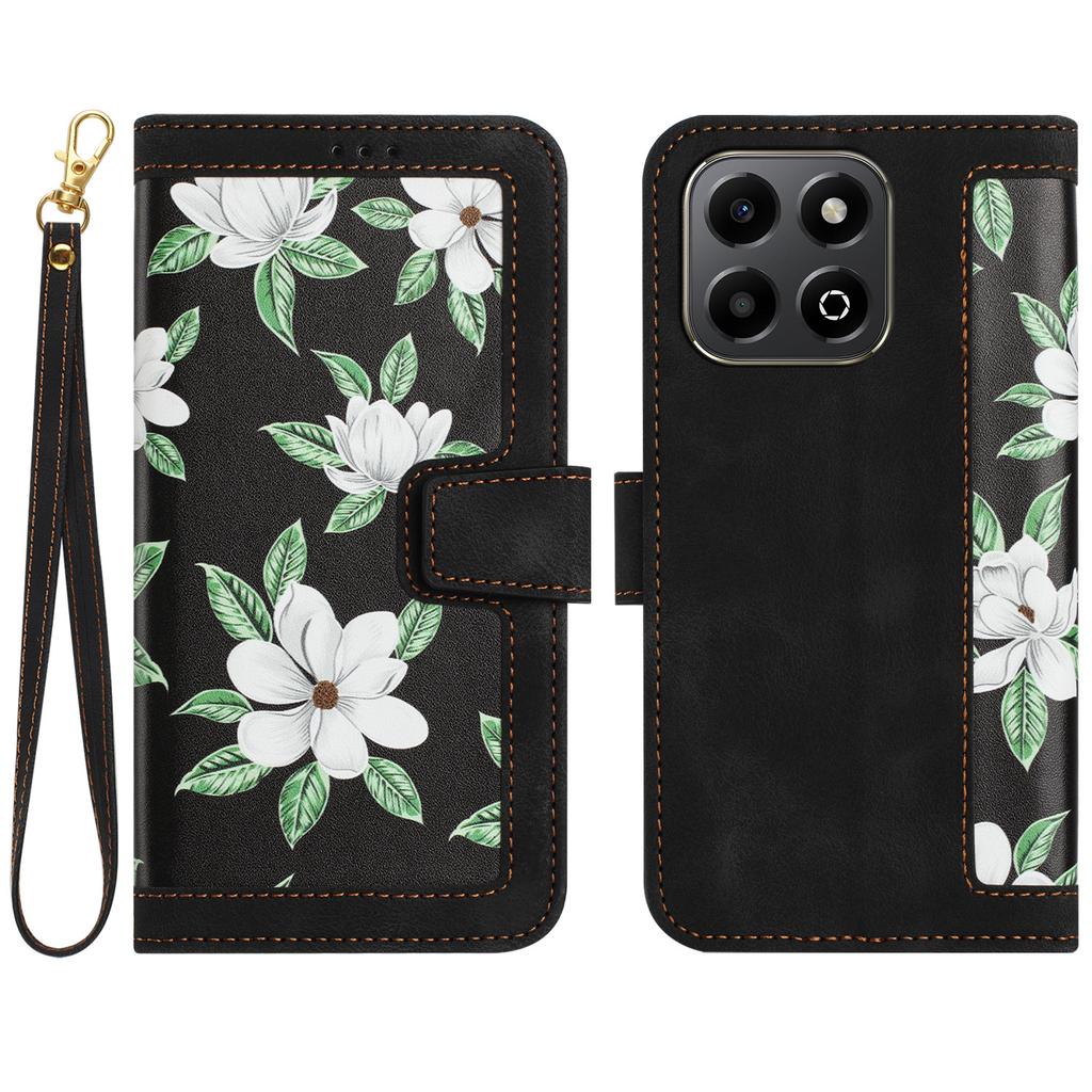 For Honor X6b 4G Case PU Leather Floral Phone Cover with Card Slots