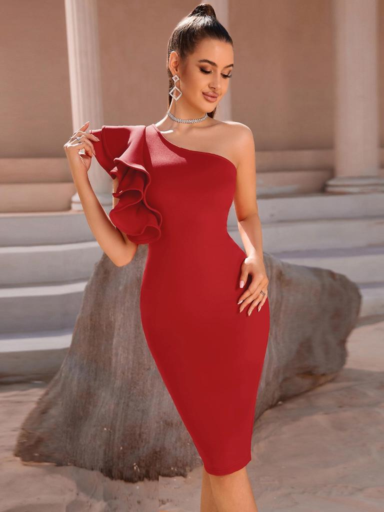 Europäisches & Amerikanisches Sexy Ein-Schulter Ärmelloses Abendkleid für Damen