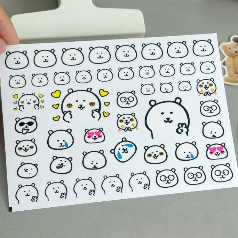 Funny Bear Water Bottle Sticker Pack Cute Cartoon Vinyl Decals Waterproof & Scratch-Resistant For Laptops, Diy Decor