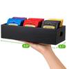 Schwarze Holz-Tee- und Zuckerpackungs-Organizer mit 3 Fächern, Holzkiste für Küchen- und Bürotischablage, Langlebig und Stilvoll