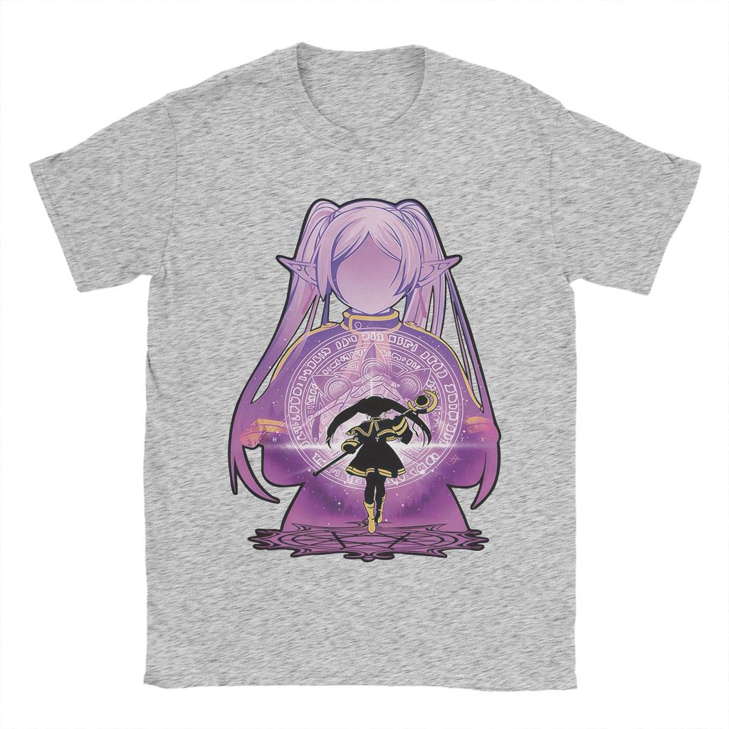 Frieren Beyond Journey's End Anime T Shirt Men Pure Cotton Cool T-Shirts Round Neck Tee Shirt Short Sleeve Tops Birthday Gift