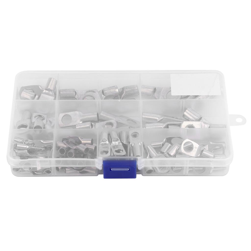 90pcs SC Battery Wire Lugs Tinned Copper Crimp Rings Connectors Eyelets for Auto Car Marine