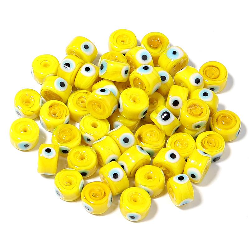 10pcs/lot 9mm Flat Round Lampwork Beads Colorful Evil Eye Loose Spacer Glass Beads For DIY Fashion Bracelet Earrings Accessories
