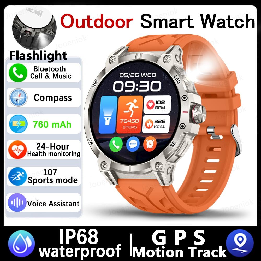 

New Smart Watch Men Outdoor Compass 760mAh Large Battery Sport Bluetooth Call 1.85 Ultra HD Smartwatch оранжевый