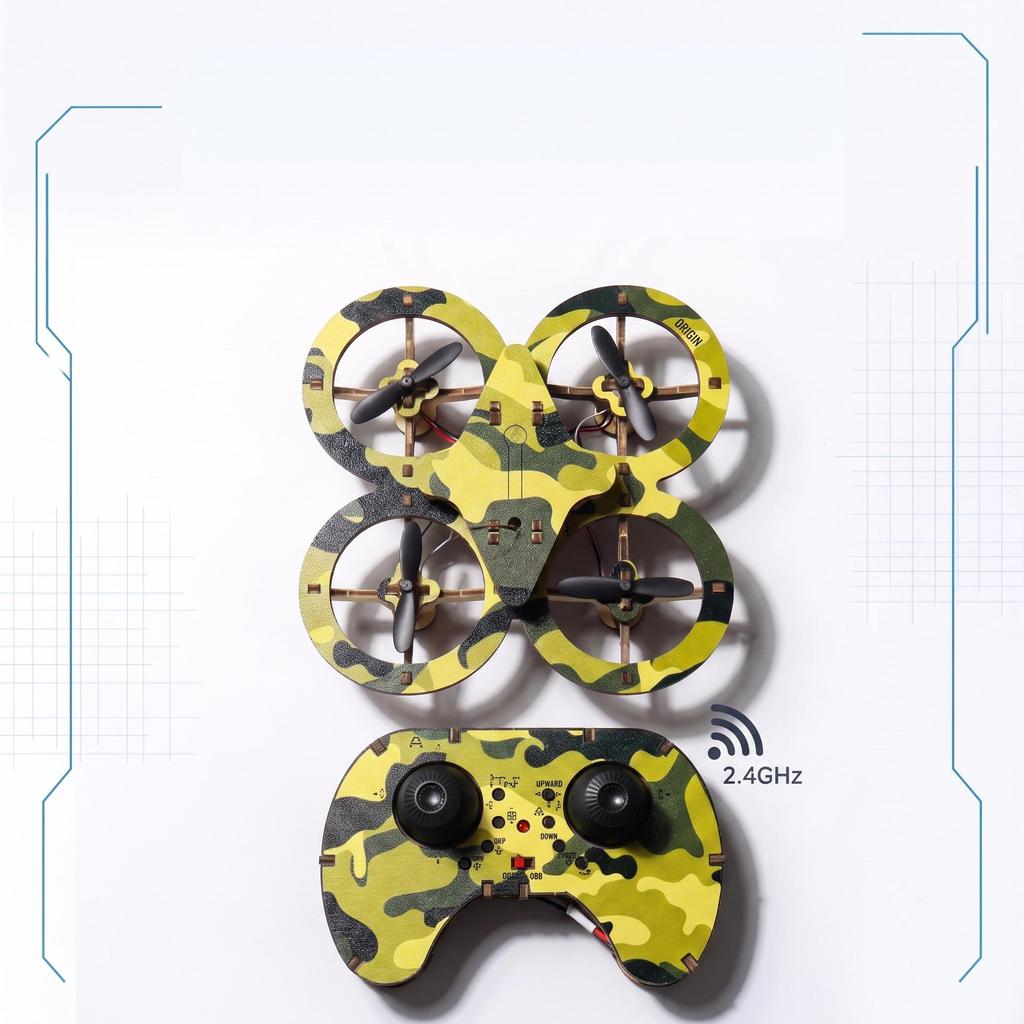 DIY Wooden Quadcopter Kit: Educational Remote-Control Aircraft Toy, Drop Resistant.