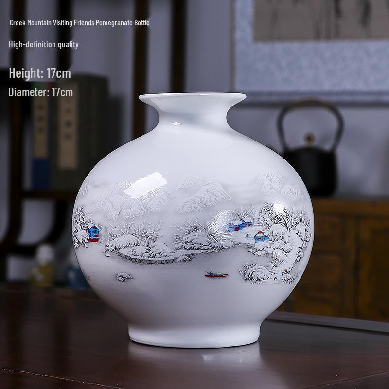 Modern Minimalist Ceramic Vase for Dried Flowers - Porcelain Ornament for Living Room Decor