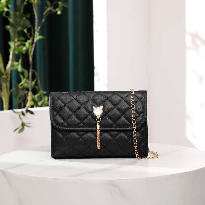 

Plaid Bag Chain Niche Design Women S Crossbody Shoulder Bag Popular Mobile Phone Bag чорний
