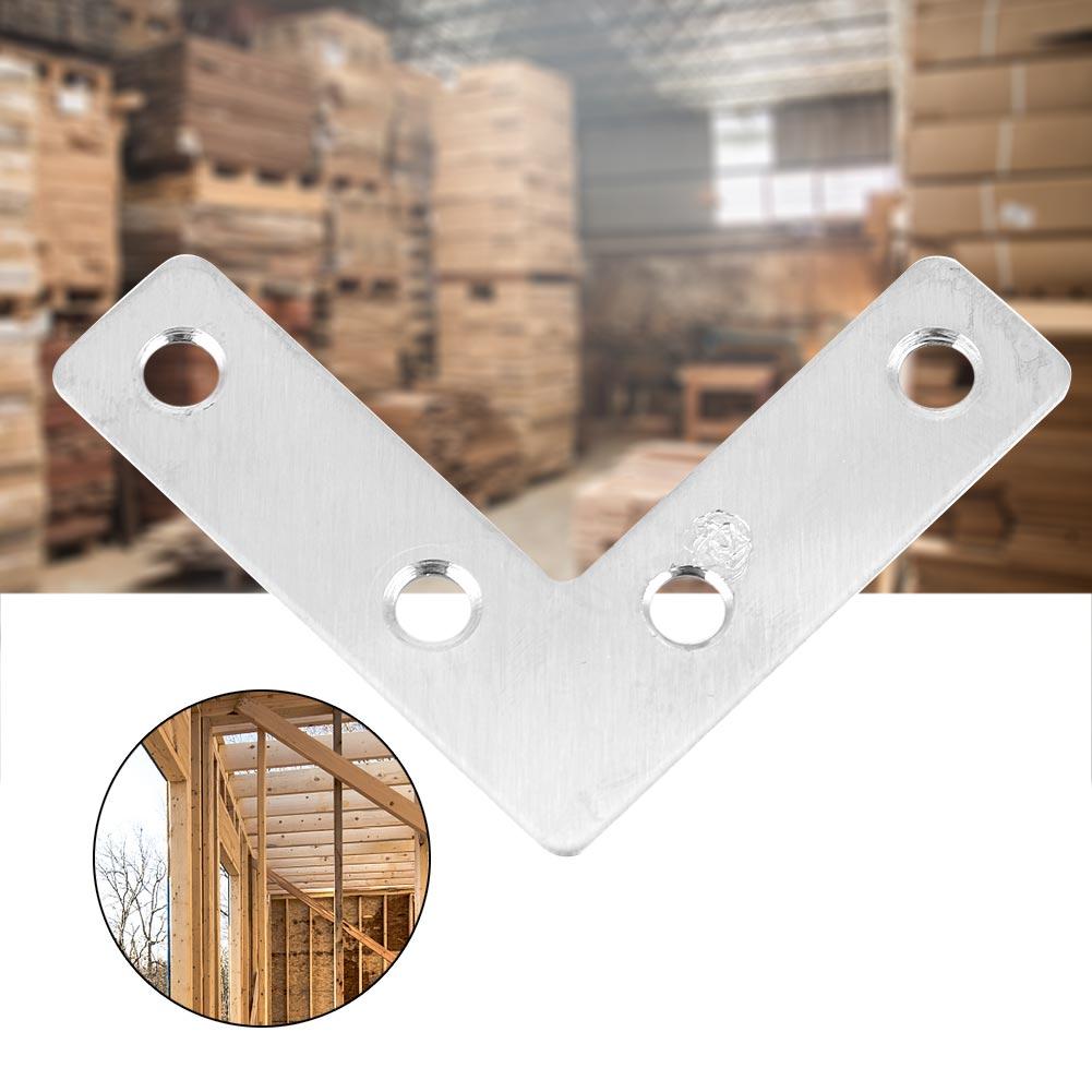 50 peças Placa de Canto em L de Aço Inoxidável Conector Conexões para Móveis Conectores (80 mm)
