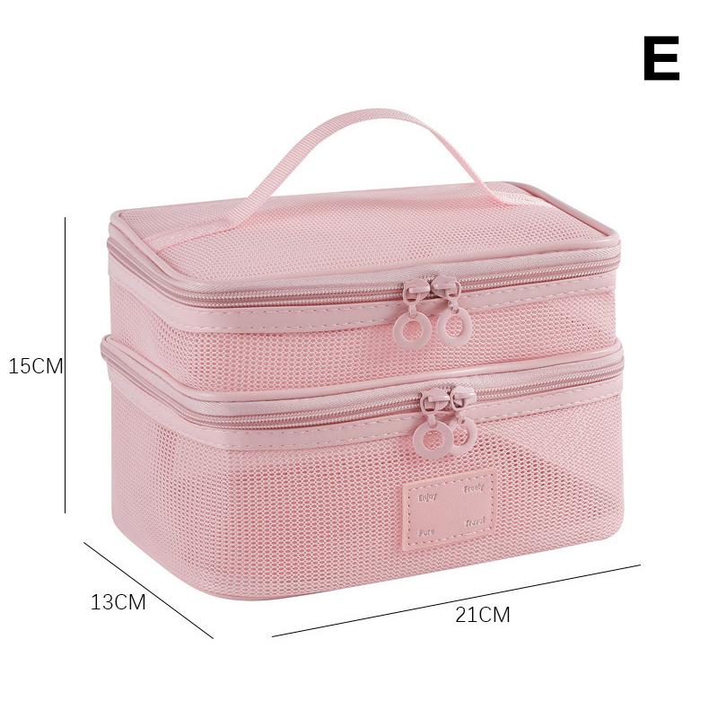 Mesh Makeup Bag - 1pcs Transparent Cosmetic Organizer with Handle, Travel Toiletry Storage Pouch