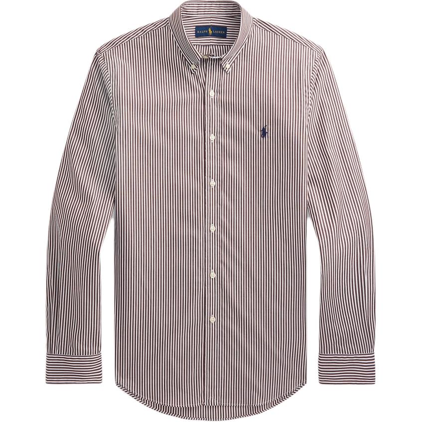 

Polo Ralph Lauren Поло в полоску с вышивкой логотипа пони, рубашка с длинным рукавом для мужчин, коричневый MNPOWOV16820908-200 XL