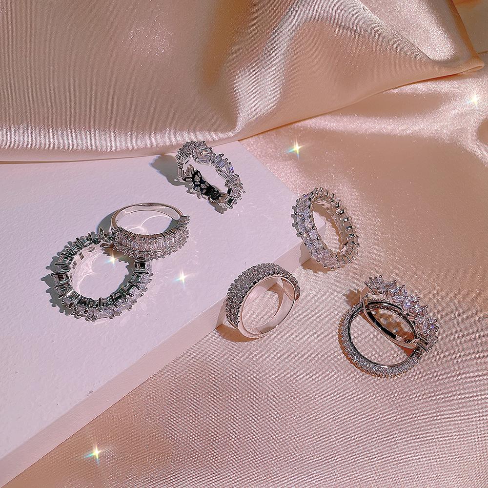 Women's  Silver Ring Sale AAAA Shiny Zircon Ring Different Shape Plain Ring Ring Fine Beauty Style Engagement Ring