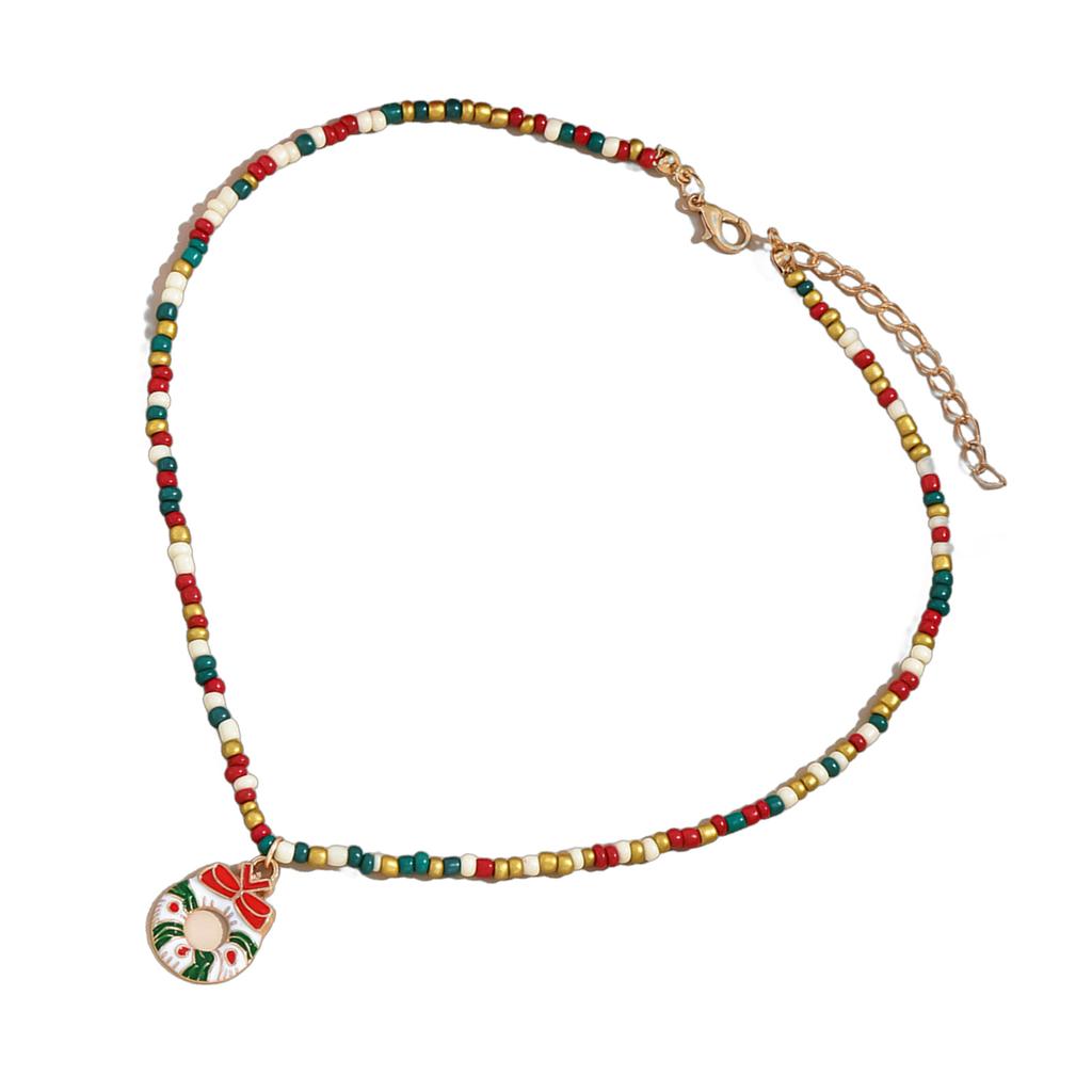 Christmas Beaded Necklace Bohemian Beaded Choker Necklace for Holiday Celebrations Unique Christmas Theme