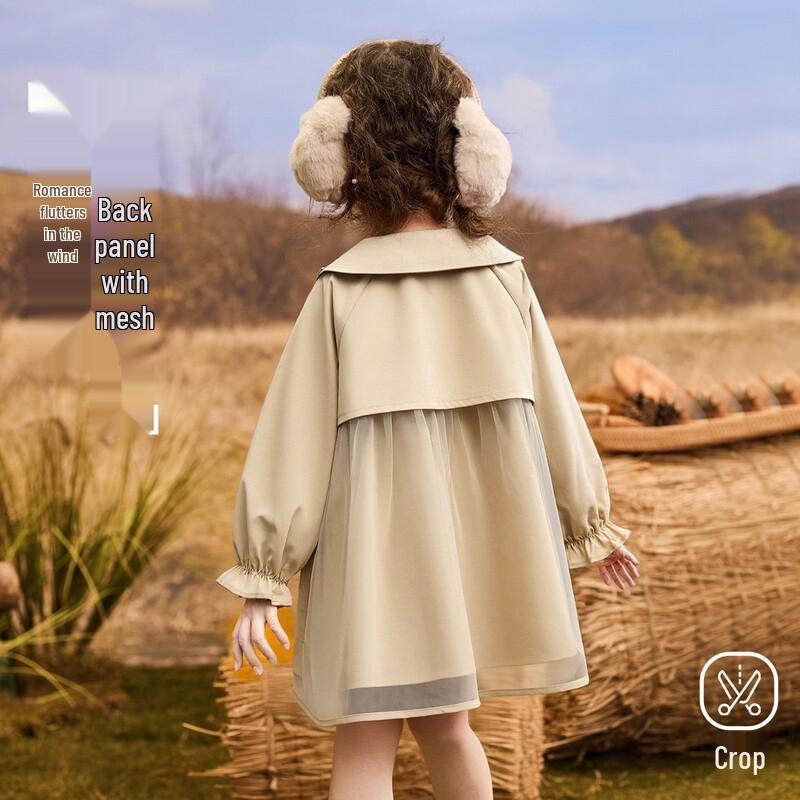 ASK JUNIOR Girls  British Retro Doll Collar Trench Coat 110
