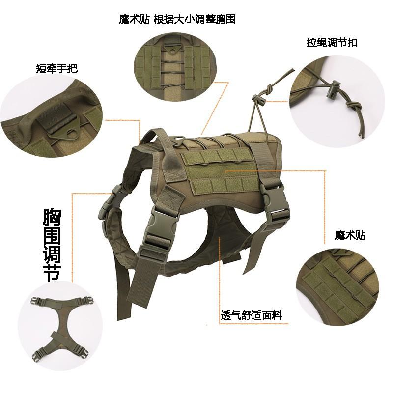 Adjustable Dog Harness Vest With Handle Walking Training Outdoor Use Nylon Tactical Style Medium To Large Dogs