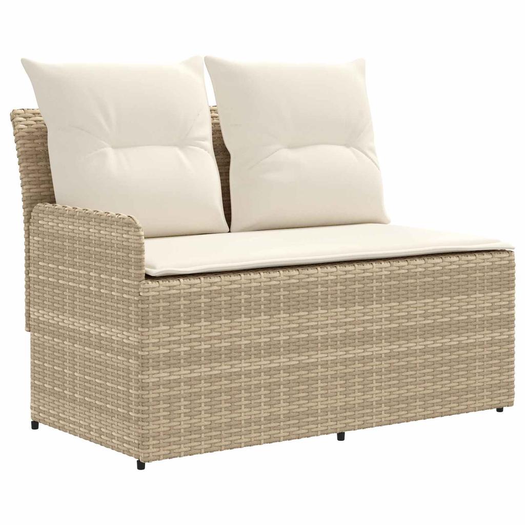 Garden Armchair Sofa with Corner Sofa 2 Pieces Beige and Cream PE Rattan