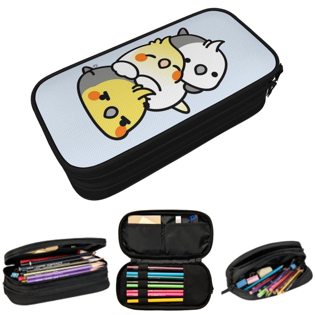 Pet Birds Cute Cockatiel Budgie Parrot Pencil Case for Students School Pen Box Pencil Bag Stationery Supplies Pen Holder Bag