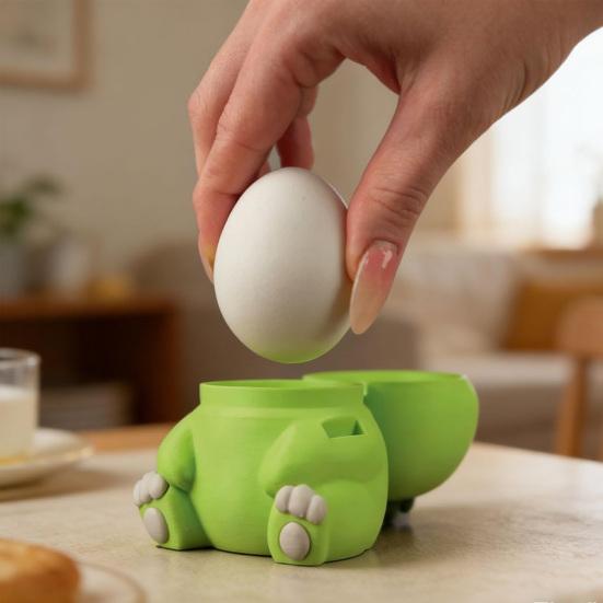 Dinosaur Egg Cup with Removable Lid & Spoon Slot Plastic Egg Holder for Breakfast Party Decor Cute 3D Printed Novelty Kitchen Gadget