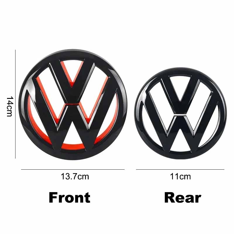 For VOLKSWAGEN VW 137mm ABS Car Front Grille Emblem & 110mm Rear Trunk Lid Badge For VW Volkswagen Golf 6 golf6 MK6 GTI 2010-201