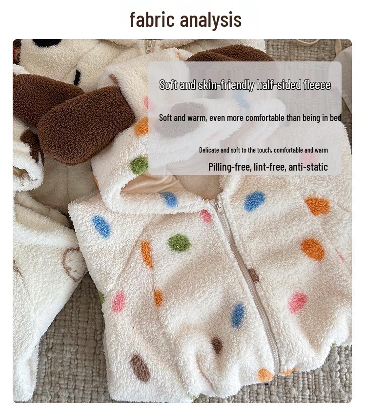 Super Cute Korean Style Baby Fleece Romper - Warm Hooded Autumn/Winter Crawling Suit