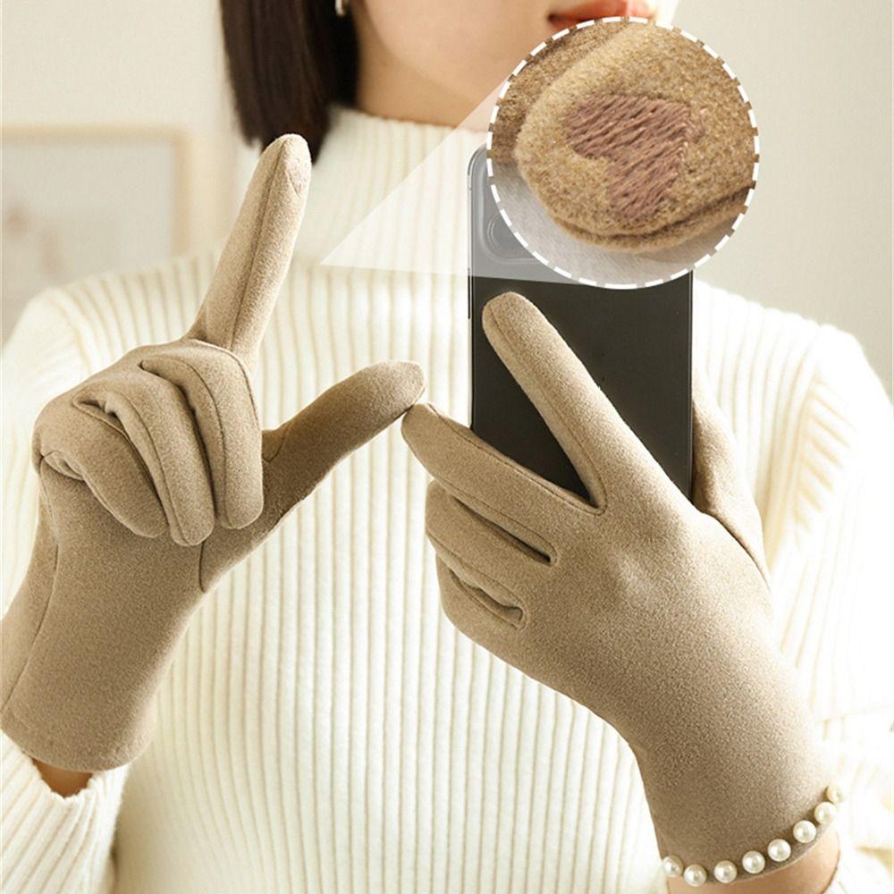 Thin Velvet Warm Gloves Thickened Cycling Driving Gloves Daily Mittens  for Outdoor