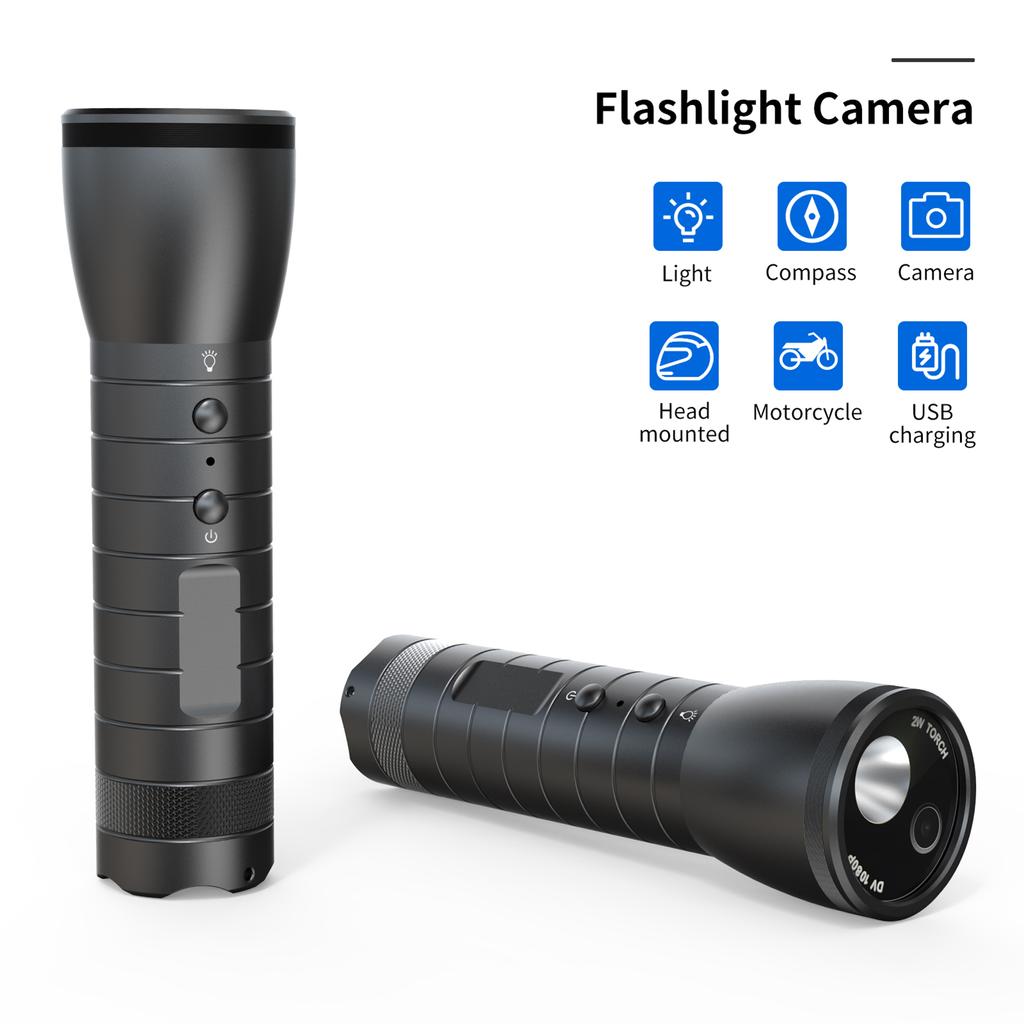 1080P Flashlight Camera Motorcycle Helmet Camera Bike Camera 120 Degrees Wide Angle Lens 5 Light Modes IPX6 Waterproof