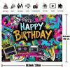 Retro Backdrop Banner - Vibrant Graffiti Design, Urban Retro Style, 80s 90s Theme, Birthday Party Cake Table Decoration