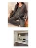 Cherry Cardigan Pajama Set: Women's Drawstring Fleece with Chest Pad - Korean-Style, Long Sleeve, Two-Piece Homewear.
