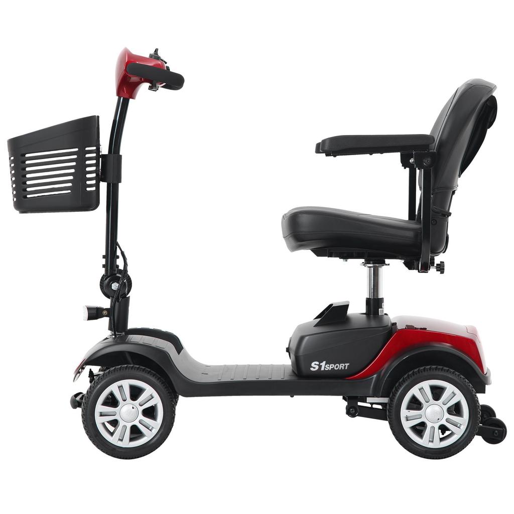 Elderly Electric Four Wheel Scooter S1 Sport Foldable Four Wheel Electric Scooter 300W 12AH Advanced Mobile Bicycle Red
