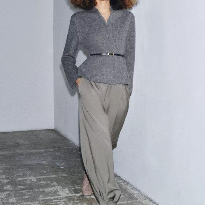 Za Foreign Trade New Women's Clothing Zr European and American Style Fashionable Autumn and Winter Versatile Belted Jacket 2893119 809