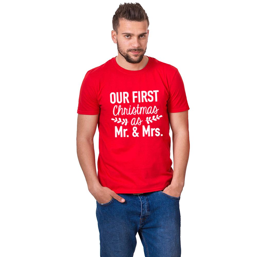 Couples First Christmas Married Matching Couple Christmas Shirts Our 1St Christmas As Mr Mrs Shirt Funny 2XL