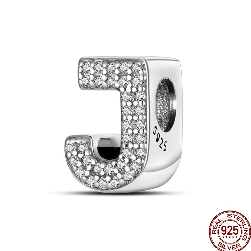 Copper 26 Letter Copper Series Shiny Zircon Lucky Letter Beads Charm Suitable Fit 3Mm Original Bracelet
