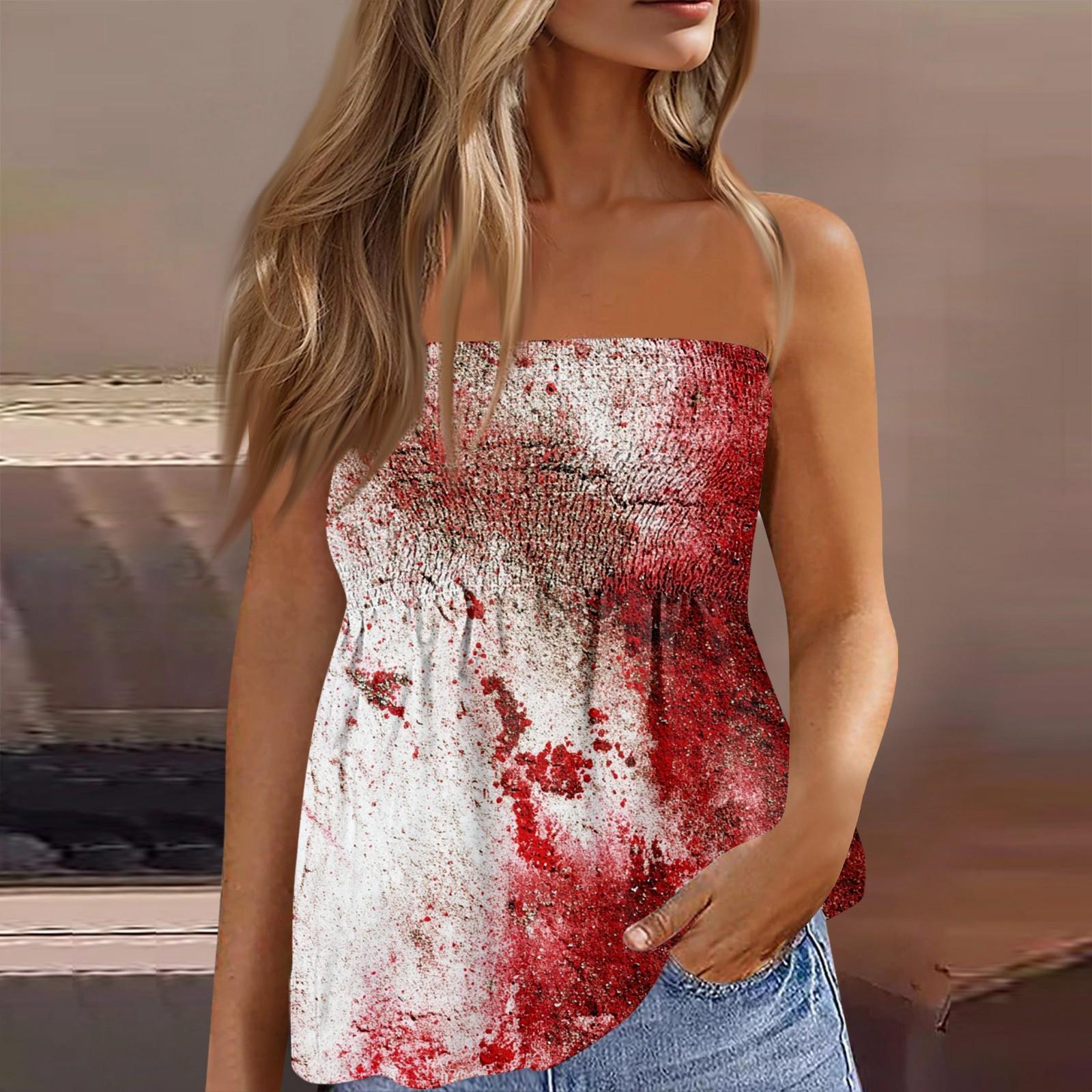 

Топы-трубы для женщин, милая сексуальная футболка без рукавов с открытыми плечами и принтом M винный